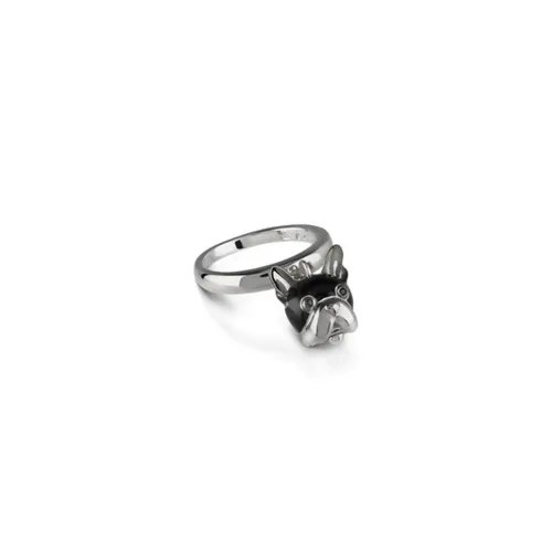 Chantecler , Silver Dog Ring with Black Spinel ,Black female, Sizes: 55 MM, 51 MM
