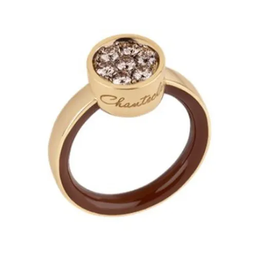 Chantecler , Womens Chantecler Ring with Diamonds and Caramel Enamel ,Yellow female, Sizes: 53 MM