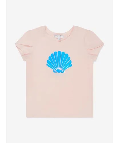 Charabia Girls Cotton Shell Print T-Shirt - Pink