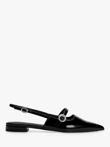 CHARLES & KEITH Open Back Pointed Court Shoes, Black Patent - Black Patent - Female
