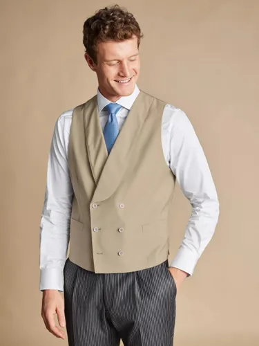 Charles Tyrwhitt Adjustable Slim Fit Morning Suit Wool Waistcoat - Sand - Male