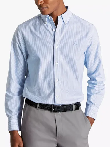 Charles Tyrwhitt Button-Down Collar Washed Oxford Stripe Slim Fit Shirt, Ocean Blue - Ocean Blue - Male