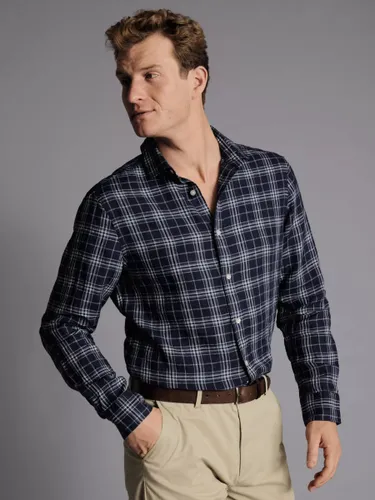 Charles Tyrwhitt Check Slim Fit Linen Shirt, French Blue - French Blue - Male
