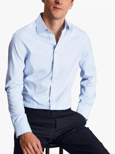 Charles Tyrwhitt Classic Collar Non-Iron Twill Mini Grid Slim Fit Shirt, Cornflower Blue - Cornflower Blue - Male