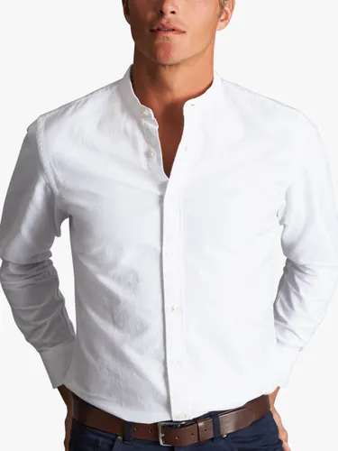 Charles Tyrwhitt Cotton Linen Blend Collarless Slim Fit Shirt, White - White - Male
