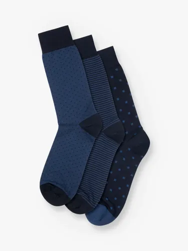 Charles Tyrwhitt Cotton Rich Socks, Pack of 3, Navy/Multi - Navy/Multi - Male