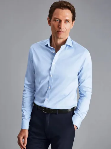 Charles Tyrwhitt Cutaway Collar Non-Iron Puppytooth Slim Fit Shirt, Sky - Sky Blue - Male