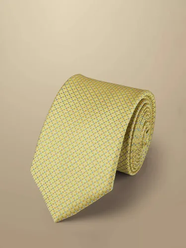 Charles Tyrwhitt Floral Print Silk Tie - Lemon - Male