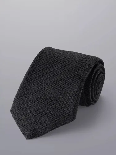Charles Tyrwhitt Grenadine Italian Silk Tie, Black - Black - Male