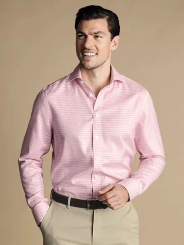 Charles Tyrwhitt Key Gingham Non-Iron Twill Shirt - Pink - Male