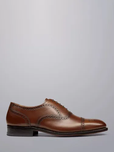 Charles Tyrwhitt Leather Oxford Brogue Shoes - Chestnut Brown - Male