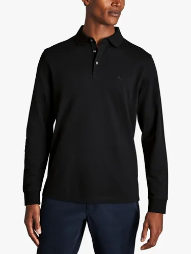 Charles Tyrwhitt Long Sleeve Pique Polo Shirt - Black - Male