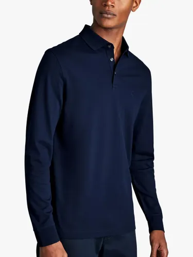 Charles Tyrwhitt Long Sleeve Pique Polo Shirt - Navy Blue - Male