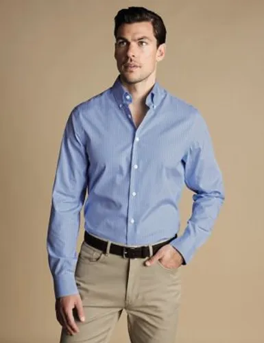 Charles Tyrwhitt Mens Slim Fit Non Iron Pure Cotton Check Shirt - 15.534 - Blue, Blue,Purple