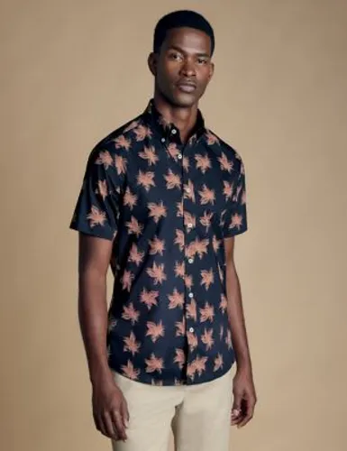Charles Tyrwhitt Mens Slim Fit Non Iron Pure Cotton Floral Shirt - Navy Mix, Navy Mix