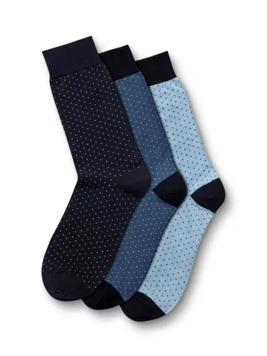Charles Tyrwhitt Micro Dash Rich Cotton Socks, Pack of 3, Navy/Multi - Navy/Multi - Male