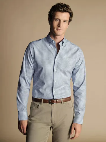 Charles Tyrwhitt Non-Iron Button Down Check Shirt, Blue - Blue - Male