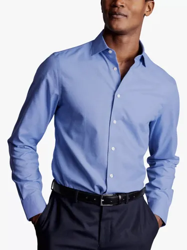 Charles Tyrwhitt Non-Iron Linen Blend Slim Fit Shirt, Cobalt Blue - Cobalt Blue - Male