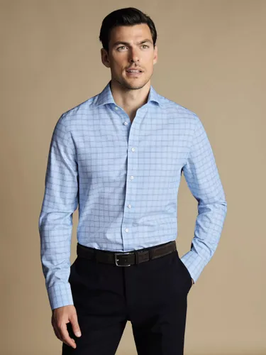 Charles Tyrwhitt Non-Iron Mayfair Weave Checked Shirt - Sky Blue - Male