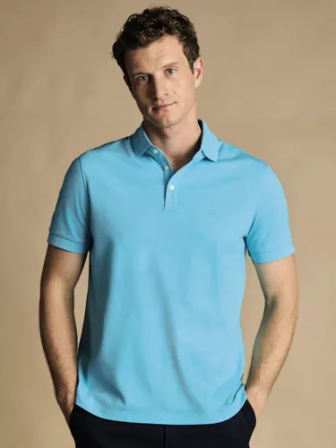 Charles Tyrwhitt Pique Cotton Polo Shirt - Aqua - Male