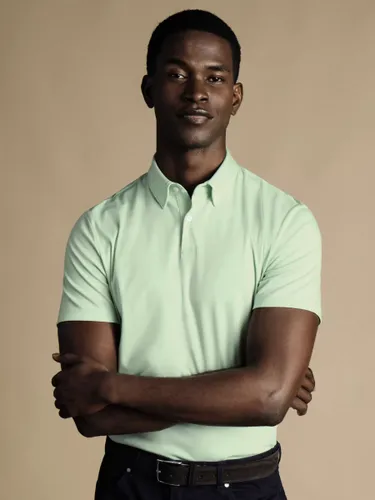 Charles Tyrwhitt Short Sleeve Jersey Polo Shirt - Light Green - Male