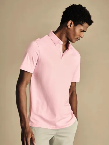 Charles Tyrwhitt Short Sleeve Jersey Polo Shirt - Light Pink - Male