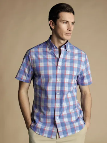 Charles Tyrwhitt Slim Fit Check Non-Iron Stretch Poplin Shirt - Pink/Multi - Male
