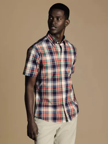 Charles Tyrwhitt Slim Fit Check Non-Iron Stretch Poplin Shirt - Red/Multi - Male