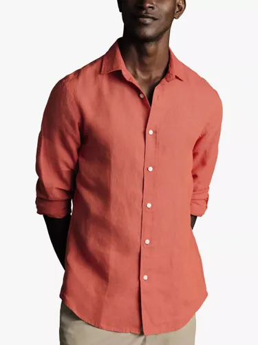 Charles Tyrwhitt Slim Fit Pure Linen Shirt - Coral Pink - Male
