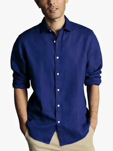 Charles Tyrwhitt Slim Fit Pure Linen Shirt - Royal Blue - Male