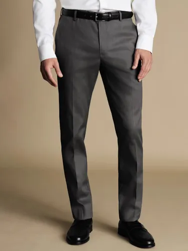 Charles Tyrwhitt Smart Texture Classic Fit Trousers - Charcoal Grey - Male