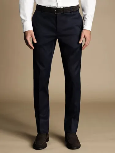 Charles Tyrwhitt Smart Texture Classic Fit Trousers - Denim Blue - Male