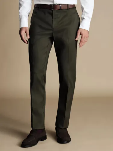 Charles Tyrwhitt Smart Texture Classic Fit Trousers - Olive Green - Male