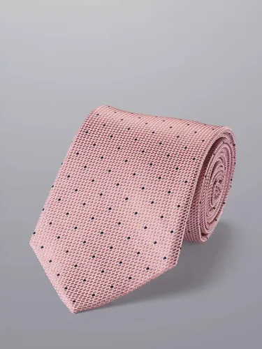 Charles Tyrwhitt Spot Print Stain Resistant Silk Tie - Pink/Navy - Male