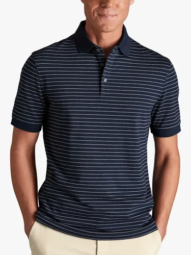 Charles Tyrwhitt Stripe Pique Polo Shirt - Navy & White Pin Stripe - Male