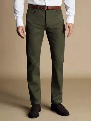 Charles Tyrwhitt Twill 5 Pocket Slim Fit Jeans - Olive Green - Male