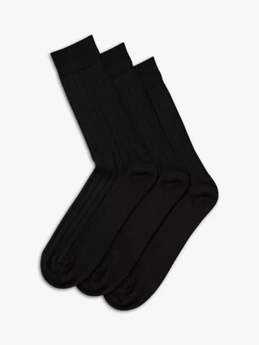 Charles Tyrwhitt Wool Rich Socks, Pack of 3 - Black - Male
