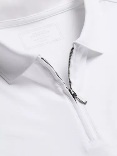 Charles Tyrwhitt Zip Neck Jersey Polo Shirt - White - Male
