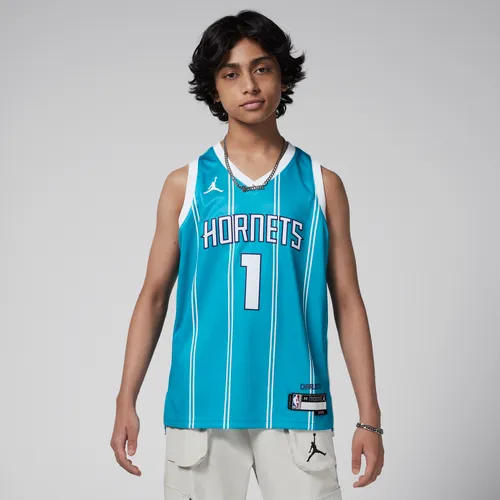Charlotte Hornets 2023/24 Icon Edition Older Kids' (Boys') Nike Dri-FIT NBA Swingman Jersey - Blue - Polyester