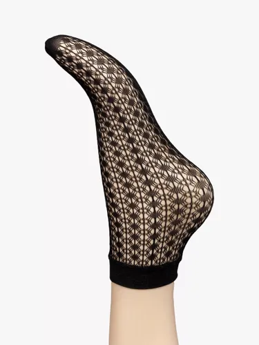 Charnos Geometric Net Ankle Socks, Black - Black - Female