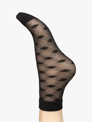 Charnos Sheer Diamond Ankle Socks, Black - Black - Female