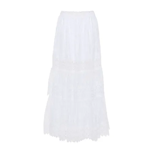 Charo Ruiz Ibiza , White Lace A-Line Skirt ,White female, Sizes: