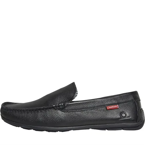 Chatham Marine Mens Leather Driving Moccasins Black Leather