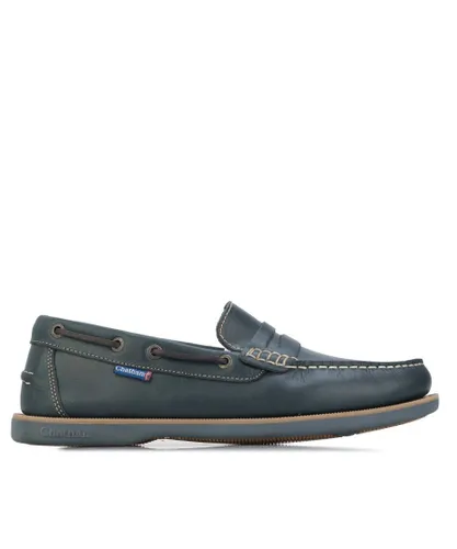 Chatham Mens Shanklin Premium Leather Loafers in Navy Leather (archived)