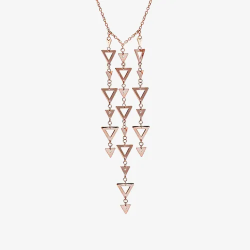Chavin Rose Gold Vermeil Large Multi Row Triangle Drop Necklace TR016