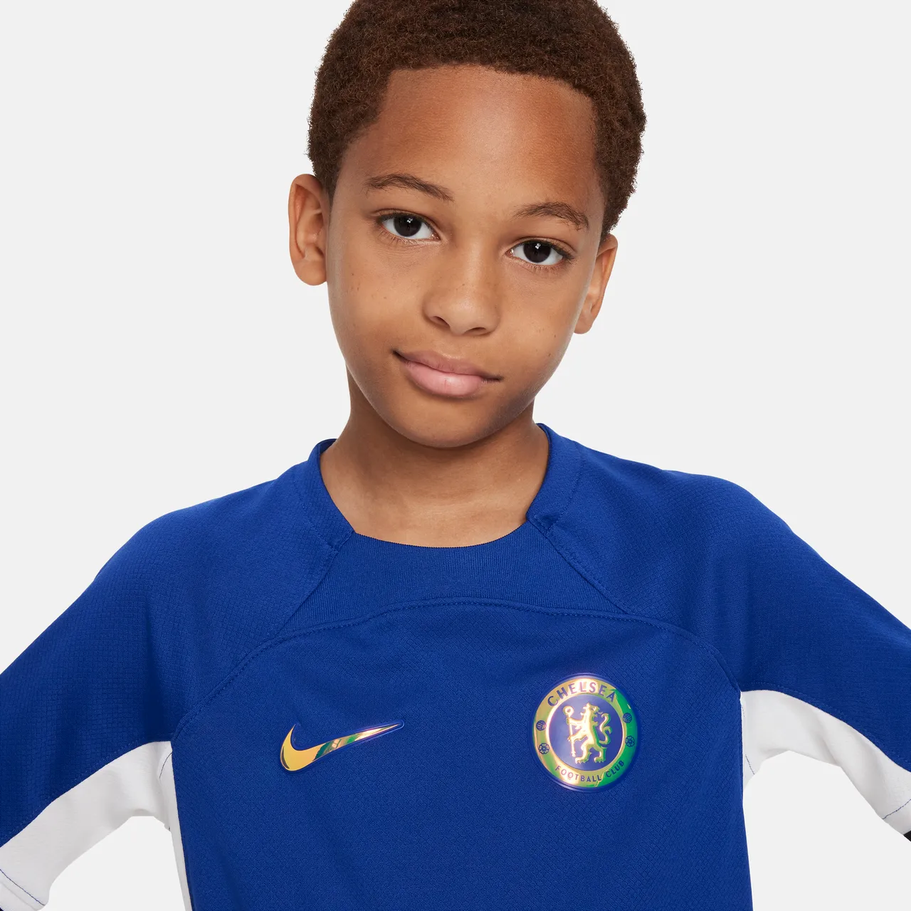 Chelsea F.C. 2023/24 Stadium Home Older Kids' Nike Dri-FIT Football Shirt - Blue - Polyester