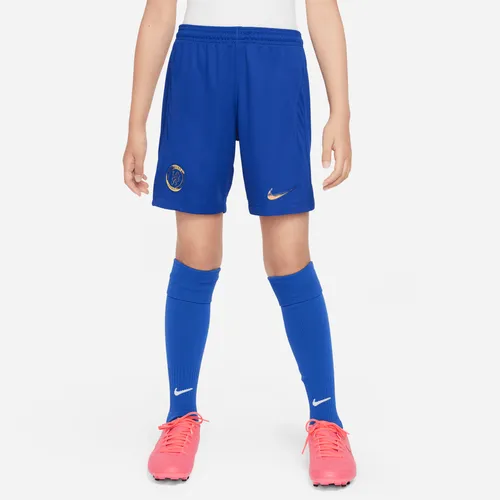 Chelsea F.C. 2023/24 Stadium Home Older Kids' Nike Dri-FIT Football Shorts - Blue - Polyester