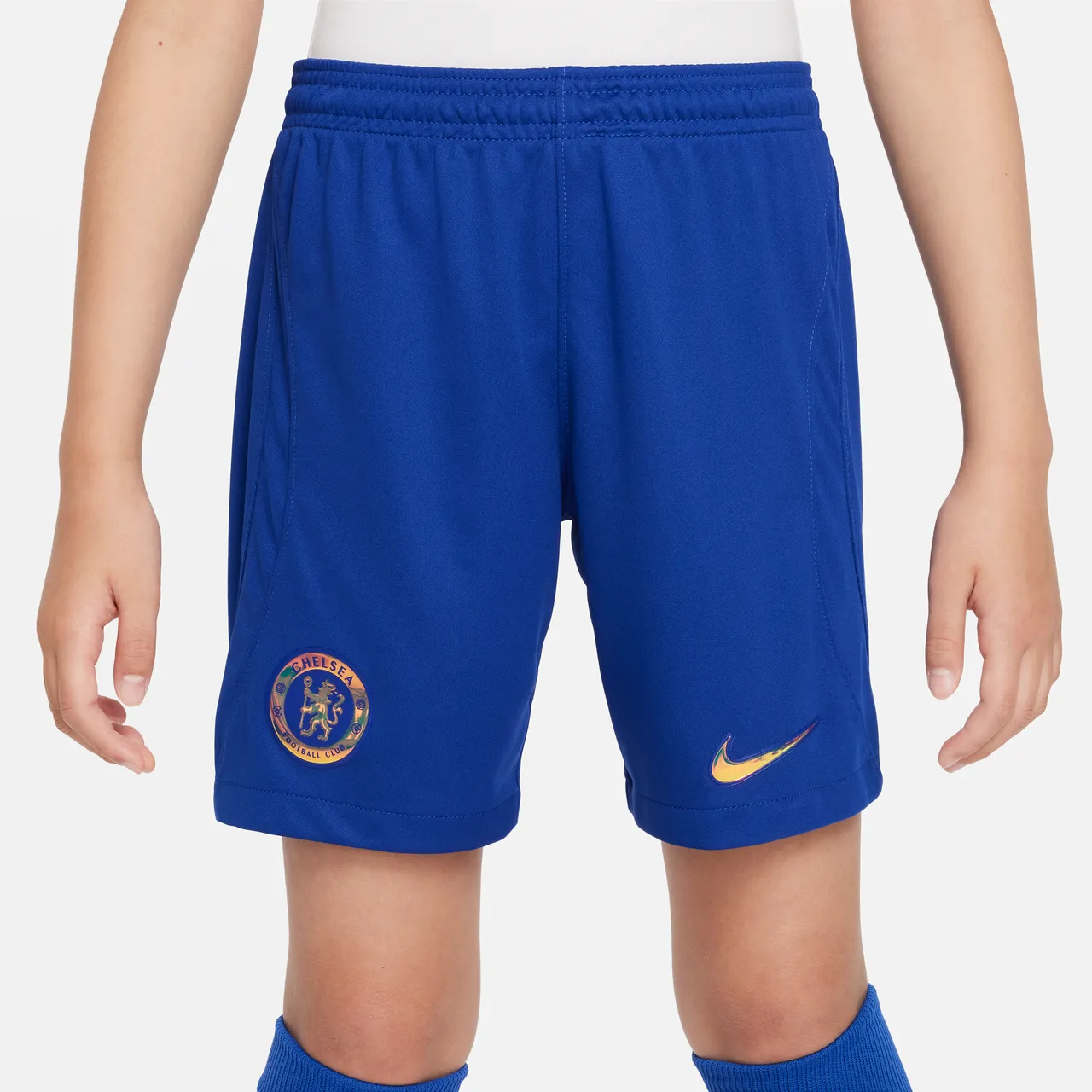 Chelsea F.C. 2023/24 Stadium Home Older Kids' Nike Dri-FIT Football Shorts - Blue - Polyester