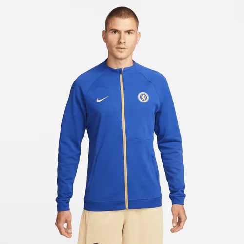 Chelsea F.C. Academy Pro Men's Nike Full-Zip Knit Football Jacket - Blue - Polyester