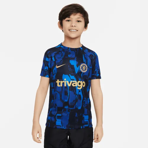 Chelsea F.C. Academy Pro Older Kids' Nike Dri-FIT Pre-Match Football Top - Blue - Polyester